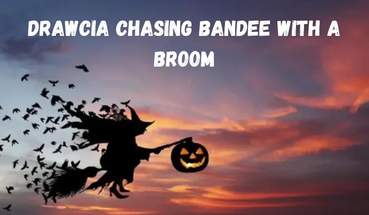 drawcia chasing bandee with a broom